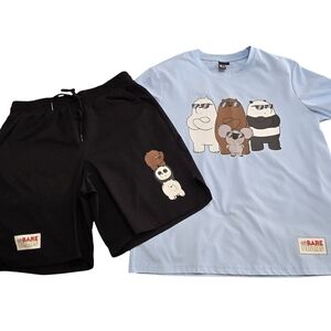 Cartoon Network We Bare Bears Blue and Black Shirt